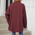 thumbnail image 4 of RXIRUCGD Mode Femme Couleur Unie Manches Longues Col à Revers, Vin, Taille : L, 4 of 9