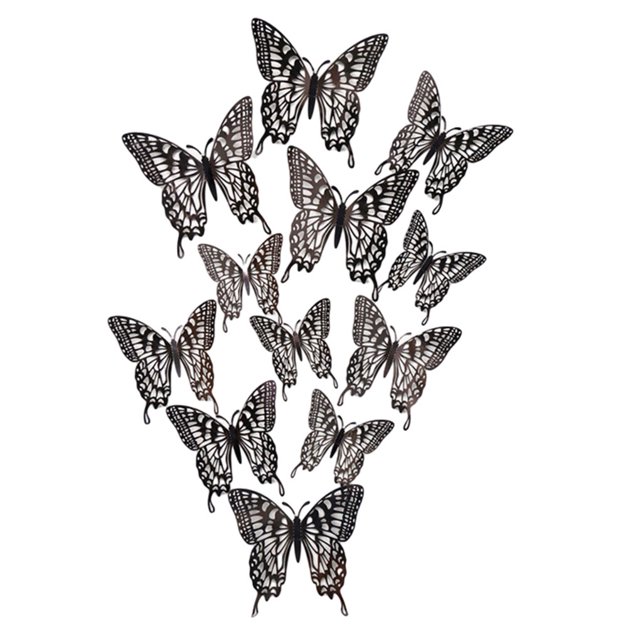 relayinert Decorative Butterflies Wall Stickers - Beautiful Addition To Home Multiple LK12 black 1Set