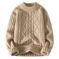 thumbnail image 1 of Styesk Mens Sweater Solid Color Pullover Sweater Comfy Soft Oversized Sweater Cable Knit Crewneck Sweater Casual Loose Sweaters with Ribbing Edge, 1 of 7