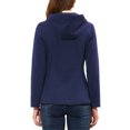 thumbnail image 3 of INSPIRE CHIC Women's Toggle Duffle Coat Zipper Front Solid Cropped Hooded Anorak L Navy Blue, 3 of 6