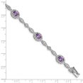 thumbnail image 2 of 925 Sterling Silver Rhodium-plated Purple and Clear Cubic Zirconia Bracelet, 2 of 2
