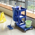 thumbnail image 2 of HOMCOM Commercial Janitorial Cart, Professional Cleaning Trolley, Blue, 2 of 10