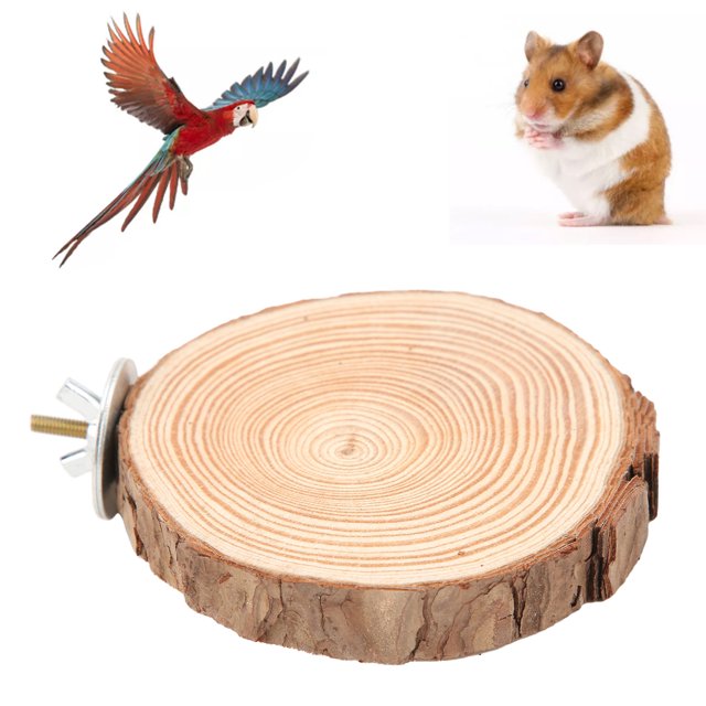 Wood Bird Perch, Perch Platform Pet Bird Round Natural Wood Stand Platform Cage Chew Toy For Small Animals Parakeet