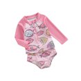 thumbnail image 2 of Gupgi Summer Kid Girls Swimsuit 2 Piece Quick Dry Rash Guard Set 0-5Y Long Sleeve Shell Print Patchwork Zipper Tops Bottoms, 2 of 8