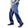 thumbnail image 2 of B91xZ Jeans pour Hommes Classique à Fermeture Éclair Biker Coupe Régulière, E L, 2 of 4