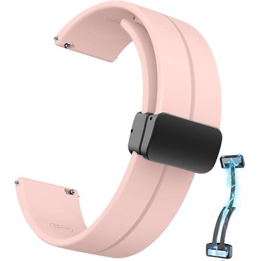 PINHEN Bracelet Magnétique pour Montre 20mm 22mm, Bracelet de Montre à Dégagement Rapide avec Boucle Pliante Silicone Doux Respirant Remplacement Bracelets de Montre Sport pour Femmes Hommes, 22mm Rose