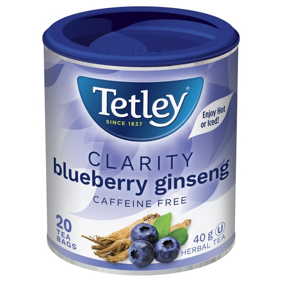 Tetley Blueberry Ginseng Herbal Tea Box of 20 Tea Bags