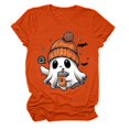 thumbnail image 3 of T-shirt Graphique à Manches Courtes d'Halloween pour Femmes Col Rond Décontracté pour Tenue de Fête d'Été avec Jeans, 3 of 4