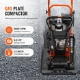 thumbnail image 2 of KFFKFF 6.5HP Plate Compactor, 196CC Gasoline Motor, 4200 lbs Vibratory Soil Compaction Device, 22.1x15.9 in Plate Power Bouncing Jack Tamper, 5600 VPM Ground Compactor for Sidewalks, Asphalt, 2 of 9