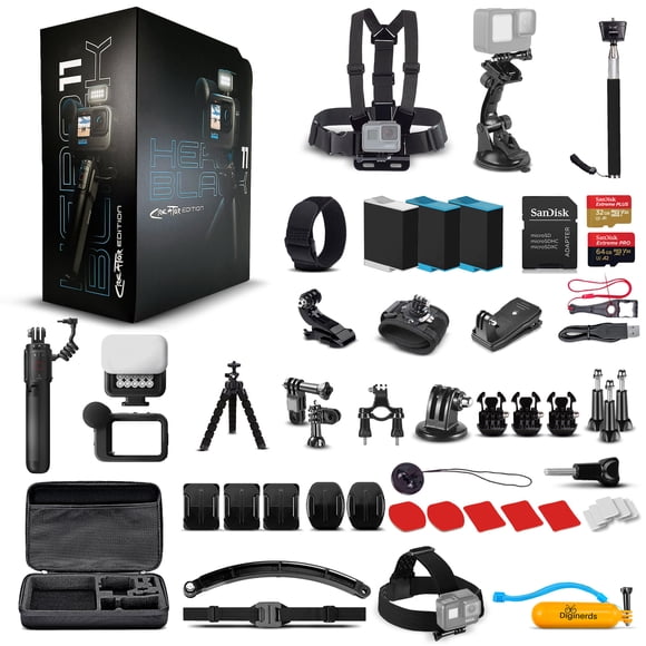 GoPro HERO11 (HERO 11) Black Creator Edition - Includes Volta (Battery Grip, Tripod, Remote) Waterproof Action Camera + 64GB Card, 50 Piece Accessory Kit and 2 Extra Batteries