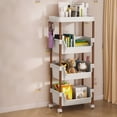 thumbnail image 4 of Birdeem Multipurpose Storage Cart with Wheels and Hooks,3-Tier Rolling Organizer Rack for Kitchen Bathroom Living Room,Space Saving Plastic Shelves Unit,Easy Assembly Mobile Storage Solution, 4 of 9