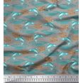 thumbnail image 1 of Soimoi Green Viscose Chiffon Fabric Text & Fish Ocean Print Fabric by the Yard 42 Inch Wide, 1 of 1
