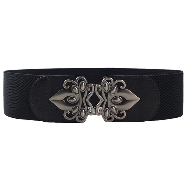 letairis Robe Rétro pour Femme à Grand Ceinture Élastique à la Taille Extensible avec Boucle Ceinture Noire
