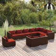 thumbnail image 1 of vidaXL Ensemble de Salon de Jardin 10 Pcs avec Coussins Rotin Poly Marron, 1 of 4