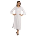 thumbnail image 2 of Moomaya Solid Rayon Kurta For Women bell Sleeve Drawstring Neck Long Ethnic Kurti, 2 of 7