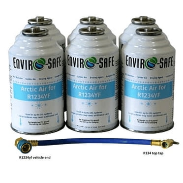 Arctic Air pour R1234yf pour Systèmes de Climatisation Automobile, 6 Canettes et Boyau en Laiton, R-1234yf, R1234
