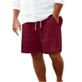 thumbnail image 1 of Plebaso Mens Shorts Summer Beach Shorts with Drawstring Solid Color Lightweight Vacation Pocket Shorts, 1 of 6
