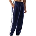 thumbnail image 2 of Faithtur Men's Tear Away Pants, Loose Fit Basketball Pants High Split Snap Button Sweatpants, 2 of 9