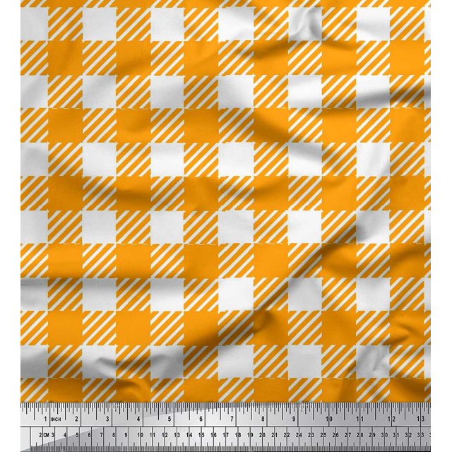 Soimoi Velvet Fabric Gingham Check Decor Fabric Printed Yard 58 Inch Wide