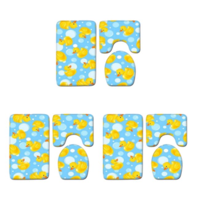 kurtrusly Super Water-absorbent Bathroom Mat Set For Quick Drying After Bath Cute Polyester Non Slip Bathroom Mat Sets type1 45*75cm 3Set