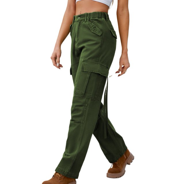 YTDSCS Cargo Pants for Womens Washed Jeans Cargopants Spring Fall Women's Elastic Waist Sweatpants S-2XL