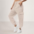thumbnail image 4 of HAiming Womens Cargo Sweatpants Plus Size Wide Leg Drawstring Elastic Waisted Travel Casual Athletic Jogger Pants, 4 of 7