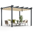 thumbnail image 1 of Costway Auvent Rétractable en Aluminium pour Pergola Extérieure 10 X 12 Pi Abri Treillis à Vignes Beige, 1 of 10