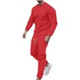 thumbnail image 2 of TIMIFIS Survêtement pour Homme 2 Pcs Ensemble de Sport Entraînement Manches Longues Décontracté Uni Mode Col Rond Chandail à Enfiler Ensemble de Sport Manches Longues Pantalon Survêtement Deux Pièces Automne, 2 of 8
