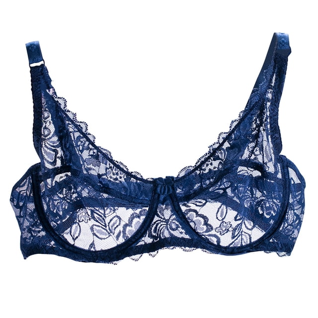 Women's Bras with Underwire Full-Coverage Bra Feature V-Neck Padded Bra Style W-1042 Navy M