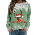 thumbnail image 1 of Femmes Pulls- Pull Drop Épaule Col Rond Manches Longues Noël Tricot Sweat-Shirts Floraux Décontractés Tops pour Automne/printemps/hiver Rouge L, 1 of 7