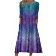 thumbnail image 2 of Robes d'Été Grande Taille pour Femmes 2024 Décontractées Manches Mi-Longues Col Rond Imprimé Maxi Ample Pull Longue Robe Économisez jusqu'à 65 %!, 2 of 8