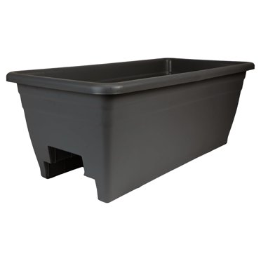 The HC Companies Deck Railing Planter Box with Removable Drain Plugs, 24", Black