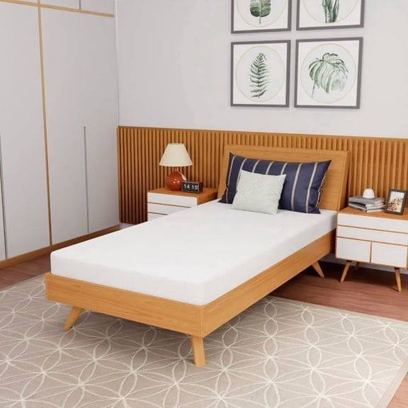 FDW Twin Size 5-Inch Memory Foam Mattress, Medium Firm Bamboo Charcoal Cooling Bed Mattress, CertiPUR-US Certified Mattress in a Box, Pressure Relief & Breathable Sleep, White