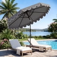 thumbnail image 2 of Costway Parasol de Patio 10 Pi avec Base Lestée, Sacs de Sable, Inclinaison à Bouton-Poussoir et Manivelle Gris, 2 of 10