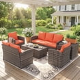 thumbnail image 2 of Outsunny 6PCS Patio Furniture Set Rattan Wicker Patio Sofa Set, Orange, 2 of 10