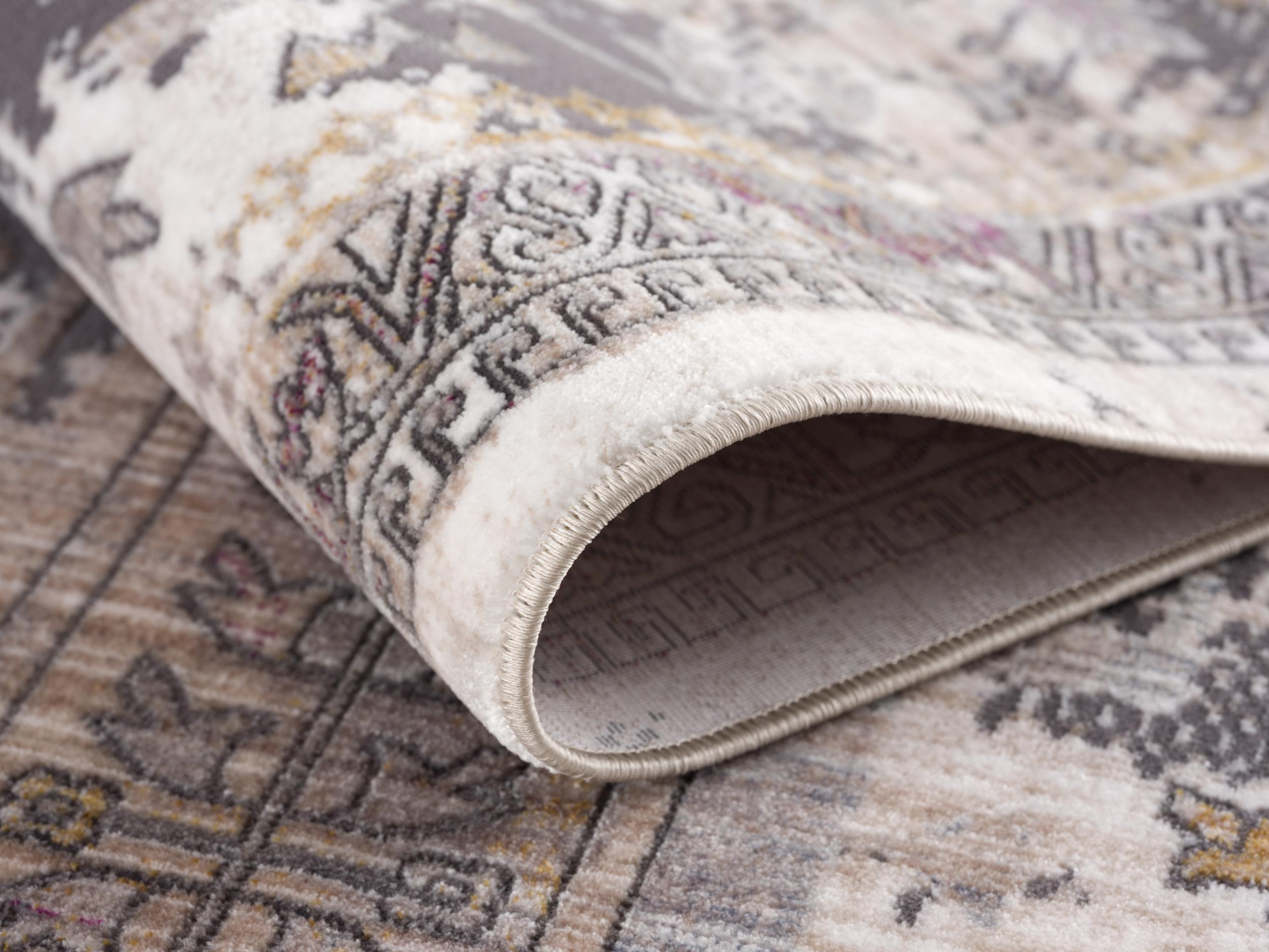 Tapis Branch Amalfi 2' x 9' (Taille exacte : 2'3" x 9') Tapis d'intérieur sud-ouest, gris beige, style bohème - Entrée, couloir, salle de bain et cuisine