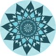 thumbnail image 1 of Ahgly Company Tapis Rond Lavable en Machine Intérieur Transitionnel Vert Cyan Foncé, 4 Pieds Rond, 1 of 7