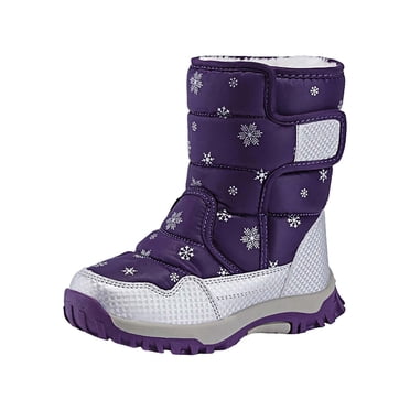 NOKIO Bottes d'Hiver Unisexes pour Enfant avec Doublure Duveteuse, Chaussures d'Hiver Chaudes et Confortables Imperméables pour Garçons Filles, Légères Mi-Mollet pour l'Extérieur