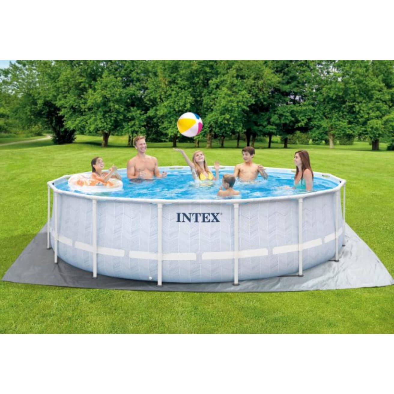 Ensemble de piscine Intex Premium à cadre prisme à chevrons de 16 pi x 48 po, âge : 6 ans et plus