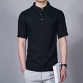 thumbnail image 3 of Birdeem T-Shirt Ajusté pour Hommes à Manches Courtes en Coton et Chanvre Résistant Col Montant à Revers Chemise de Bas Mode Sport Décontracté Chemise Hauts Haut Quotidien Blouse, 3 of 8