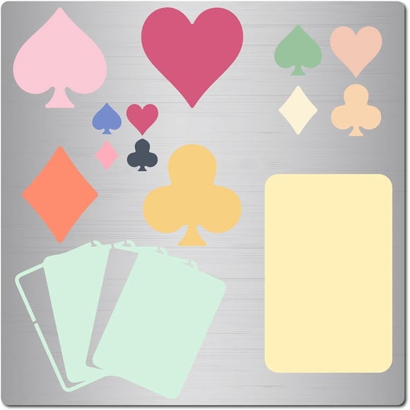 Pochoirs en Métal pour Cartes à Jouer Pochoirs Carrés de 6,3 Pouces pour Scrapbooking et Dessin Pochoir en Acier Inoxydable Cœur Pelle Club Motif Diamant Gabarit de Peinture pour Gravure Pyrogravure Journalisation Bois Brûlé