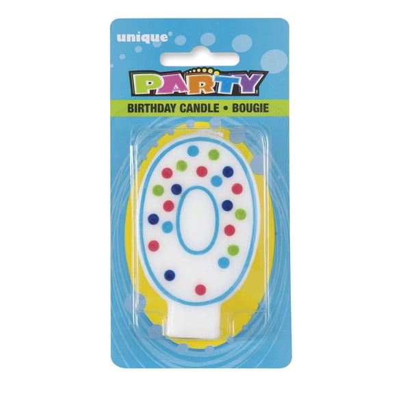 Bougie d'anniversaire à pois en forme de chiffre « 0 » de Unique Industries