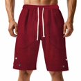 thumbnail image 1 of Styesk Mens Shorts Man Solid-Color Casual Large-Pocket Button Drawstring Elastic-Waist Shorts Cargo Pants Half Shorts Pants, 1 of 7