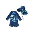thumbnail image 1 of Nituyy Baby Boy 3Pcs Rash Guard Swimsuits Cute Fish Print Long Sleeve Zip Up Bathing Suit Swimwear, 1 of 8