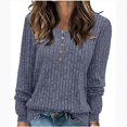 thumbnail image 2 of Besolor 2024 Chandails de Mode pour Femmes à Manches Longues Col Ras du Cou Décontractés Amples en Tricot Côtelé Chandails à Enfiler Hauts Bleu, 2 of 7