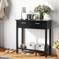 thumbnail image 2 of Gymax Narrow Console Table with Drawers Retro Accent Sofa Table w/ Open Storage Black, 2 of 10