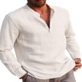 thumbnail image 2 of Mens Long Sleeve Button T Shirts Casual Plain Pullover Tops Loose Basic Tee, 2 of 2