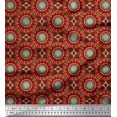 thumbnail image 1 of Soimoi Red Heavy Satin Fabric Mandala Geometric Decor Fabric Printed Yard 54 Inch Wide, 1 of 5