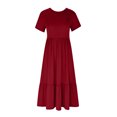 thumbnail image 4 of Robes Grande Taille pour Femmes Été Décontractées à Manches Courtes Col Rond Robe Décontractée Fluide à Étages Maxi Robe de Plage avec Poches Robes de Soirée pour Femmes Élégantes et Chic en Liquidation, 4 of 8