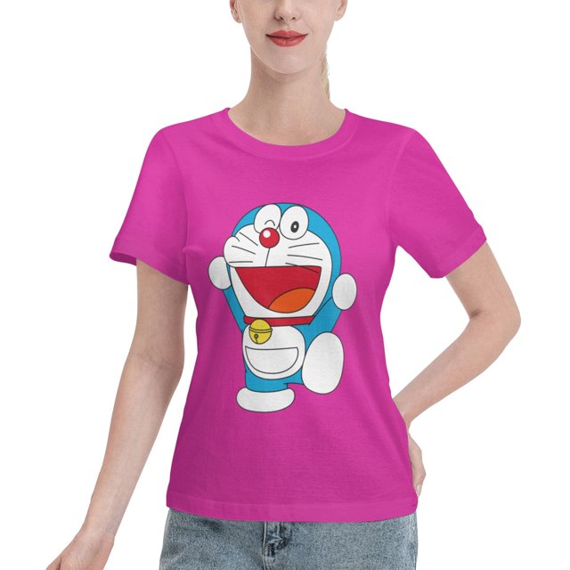 T-Shirt Basique à Manches Courtes pour Femmes Doraemon